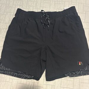 Black Athletic Shorts with Drawstring